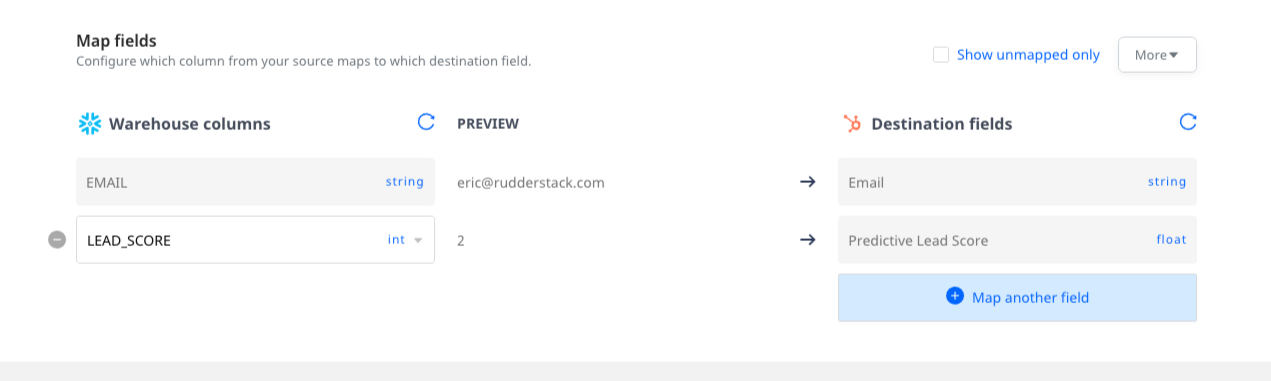 Visual Data Mapper for Warehouse Actions