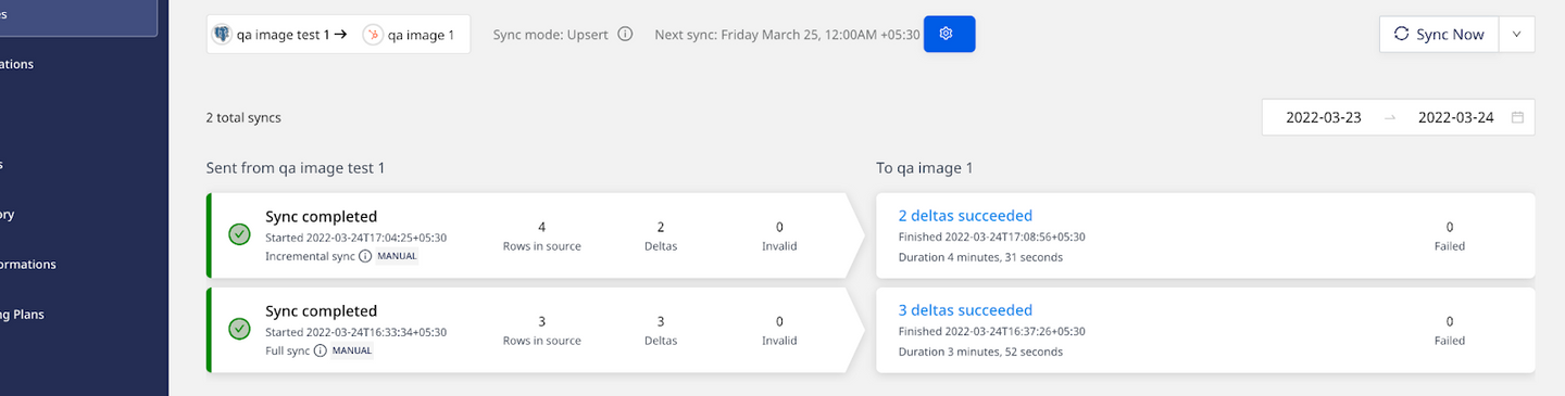 screenshot of the rudderstack UI showing the sync screen