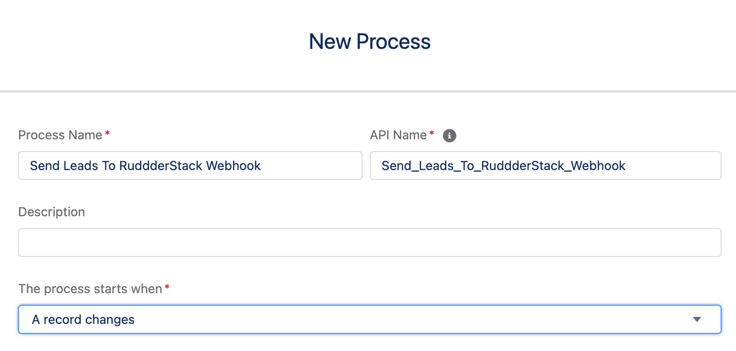 Salesforce New Process Builder Setup Screen