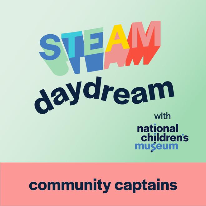 A STEAM daydream podcast thumbnail with the title "community captains"