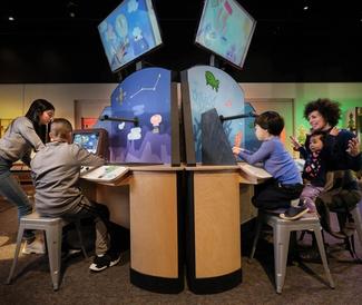 Children and caregivers creating stop motion animations