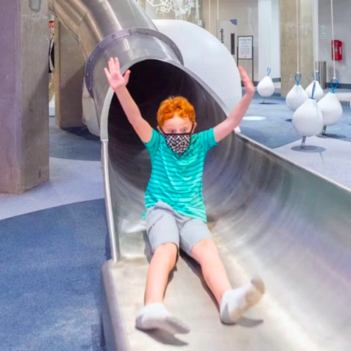 boy on slide