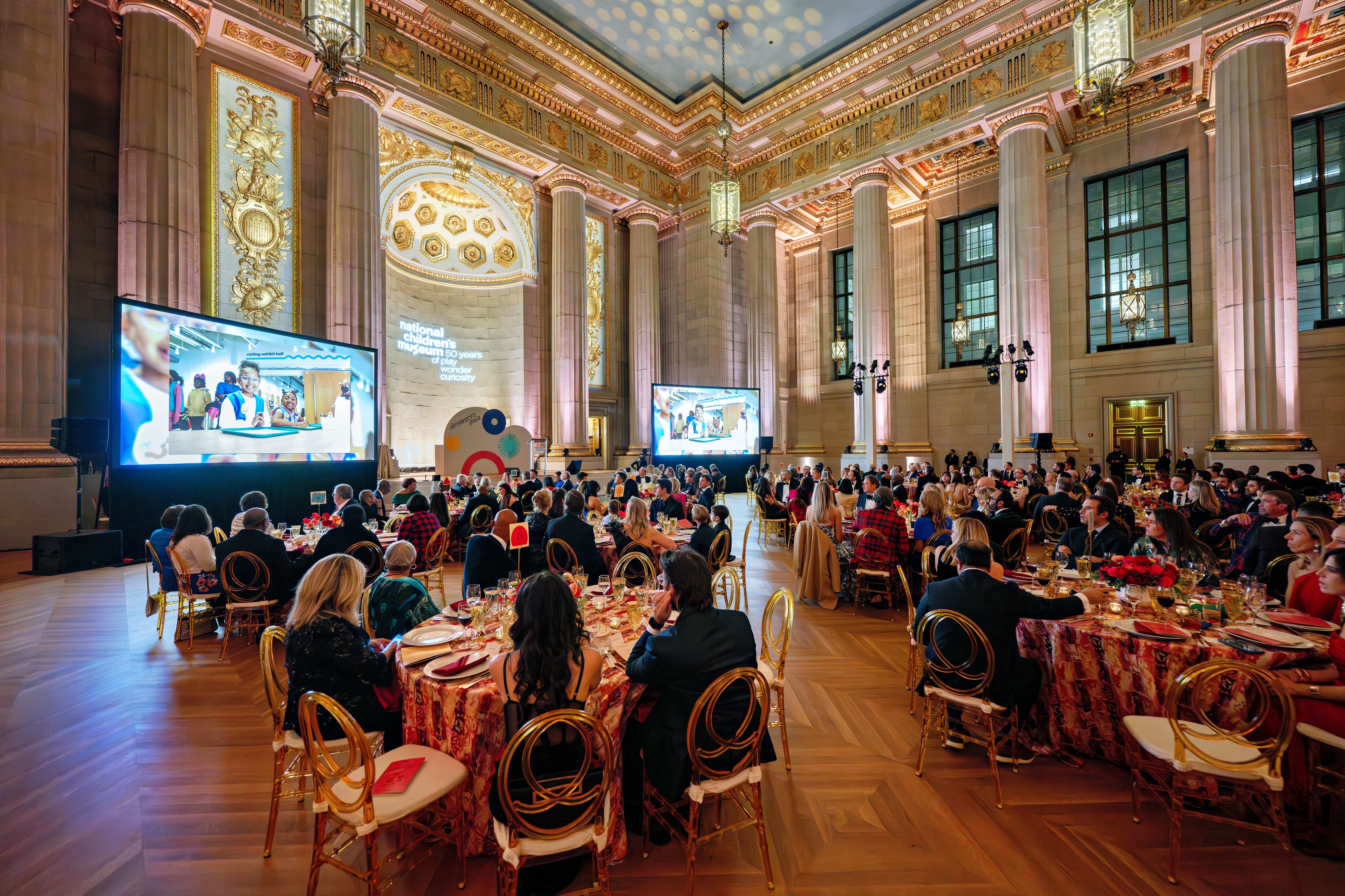 A wide shot of the Mellon Auditorium during National Children's Museum's Dreamers Gala
