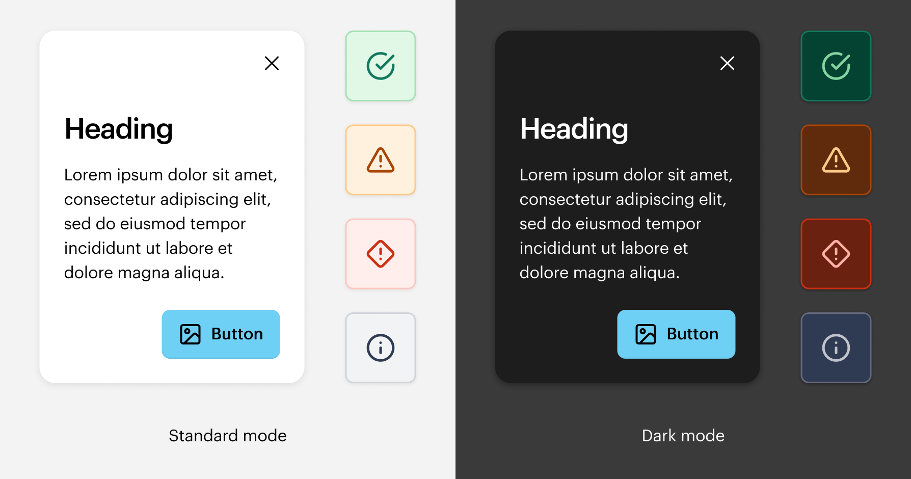 Standard mode and Dark mode preview