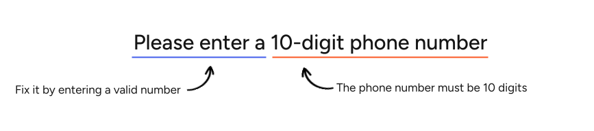 Annotated example of an error message