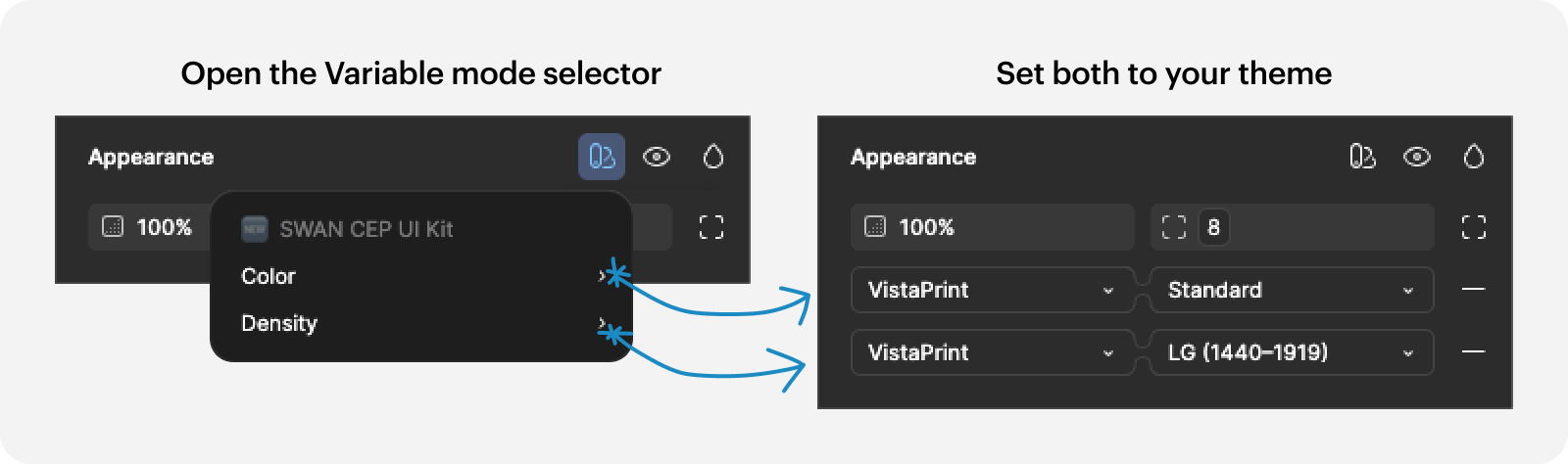 How to set the correct Variable Modes to a theme. 