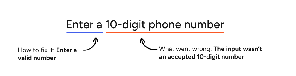 Annotated example of an error message