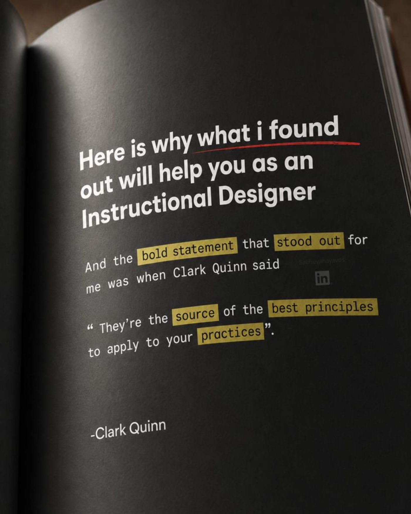 BOOK WITH QUOTE "HERE IS WHY WHAT I FOUND OUT WILL HELP YOU AS AN INSTRUCTIONAL DESIGNER"