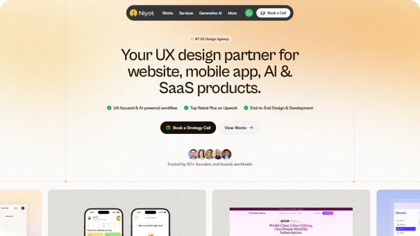 Niyot UI/UX design agency website homepage