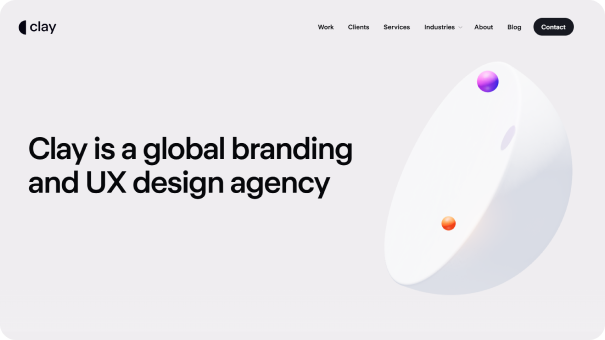 Clay UI/UX design agency website homepage