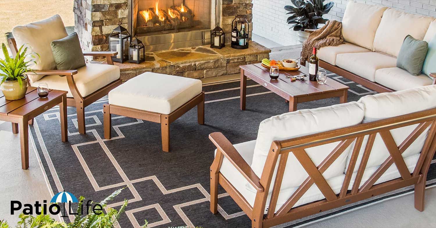 Upscale Furniture on a Patio in Front of a Fireplace | Patio Life