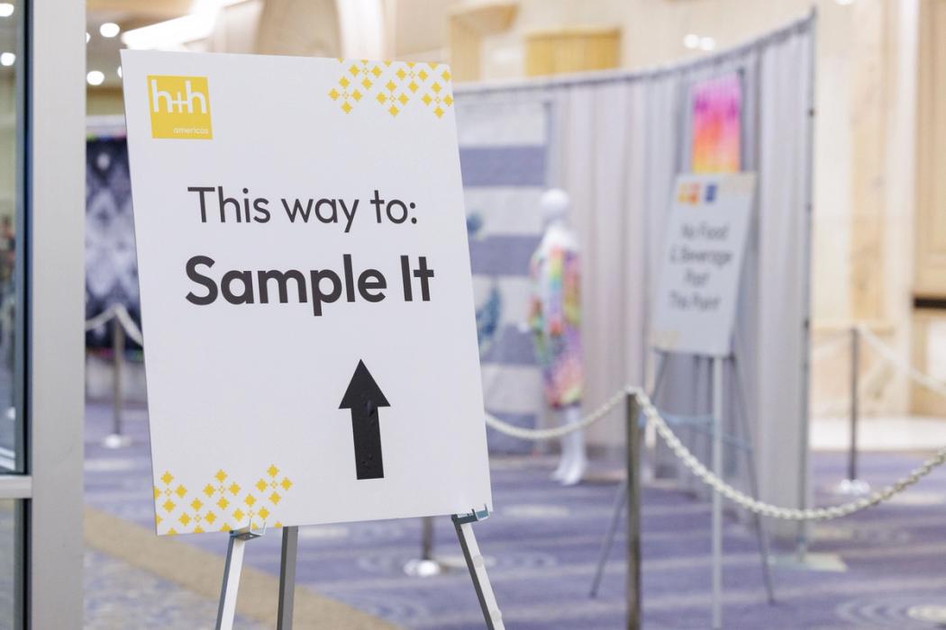Display Poster with and arrow directing attendees and text "This Way to Sample It" 