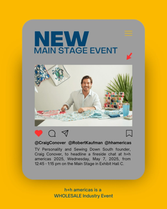 TV Personality and Sewing Entrepreneur Craig Conover to Headline Fireside Chat at h+h americas 2025