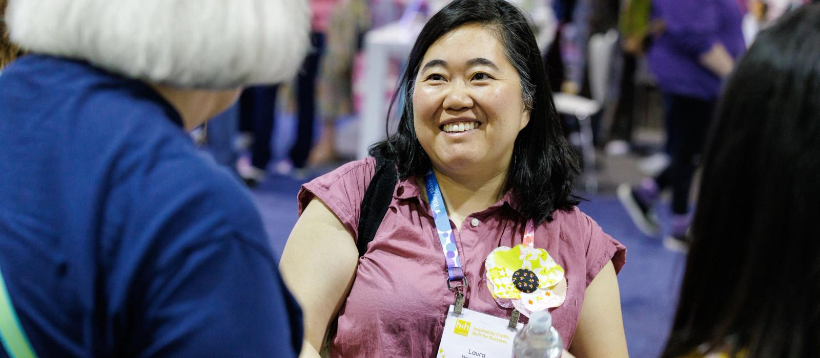 Person at a booth