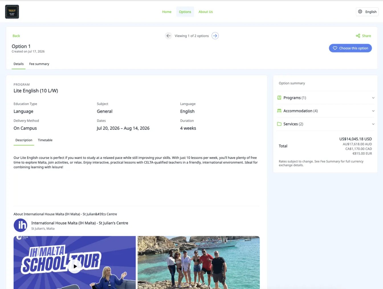 Preview of the redesigned Edvisor proposal layout with customisable sections and branding
