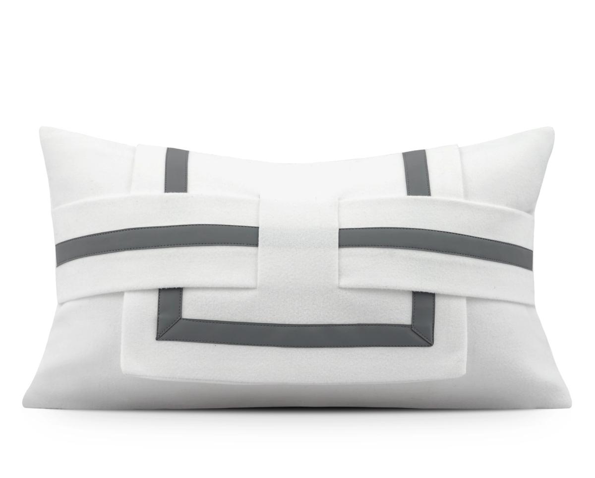 Ivory Geometric Fretwork Lumbar Cushion Cover