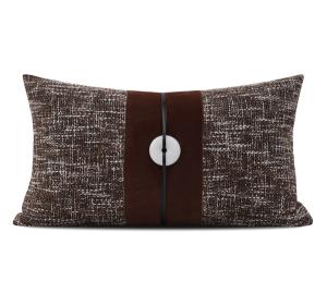 Brown & Cream Border Lumbar Cushion Cover