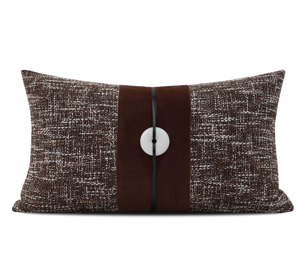 Brown & Cream Border Lumbar Cushion Cover