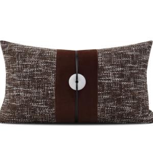 Brown & Cream Border Lumbar Cushion Cover