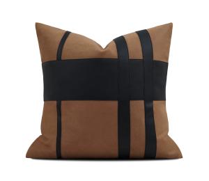 Tan & Black Border Cushion Cover