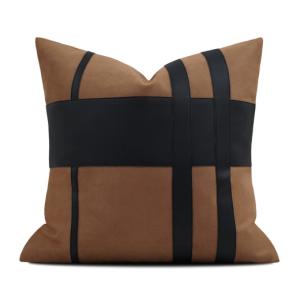 Tan & Black Border Cushion Cover