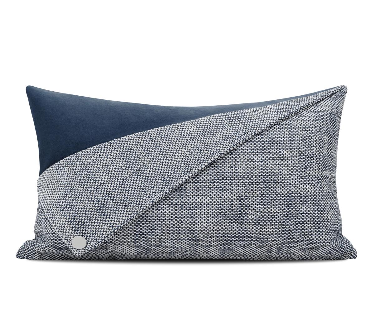 Indigo Colour-Block Lumbar Cushion Cover