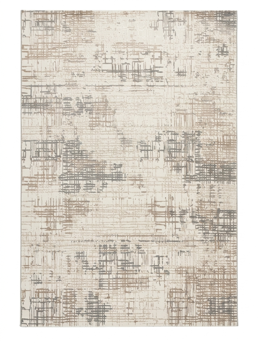 Crosshatch Rug — Ivory with Charcoal Scribble Grid