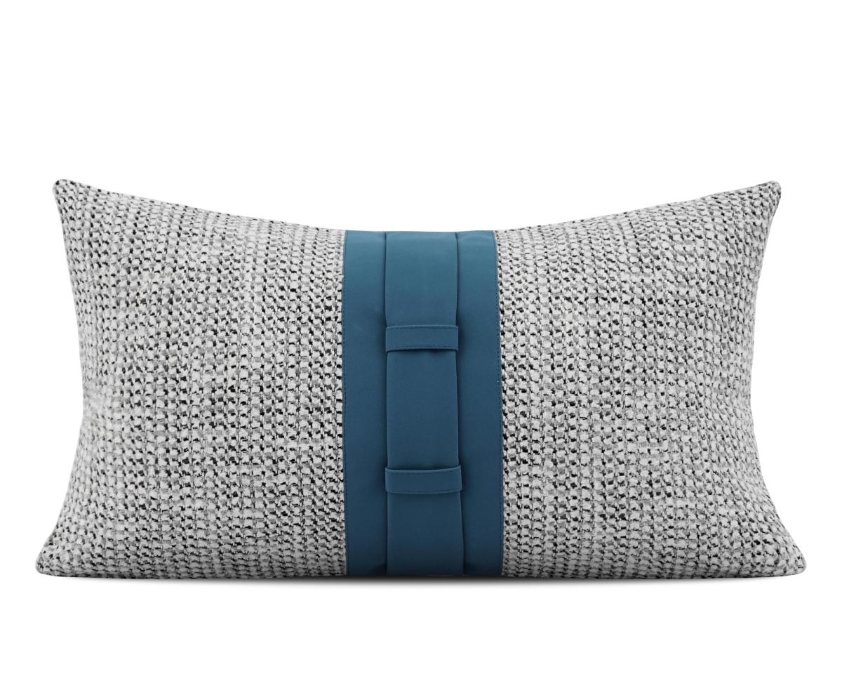 Grey & Navy Abstract Lumbar Cushion Cover