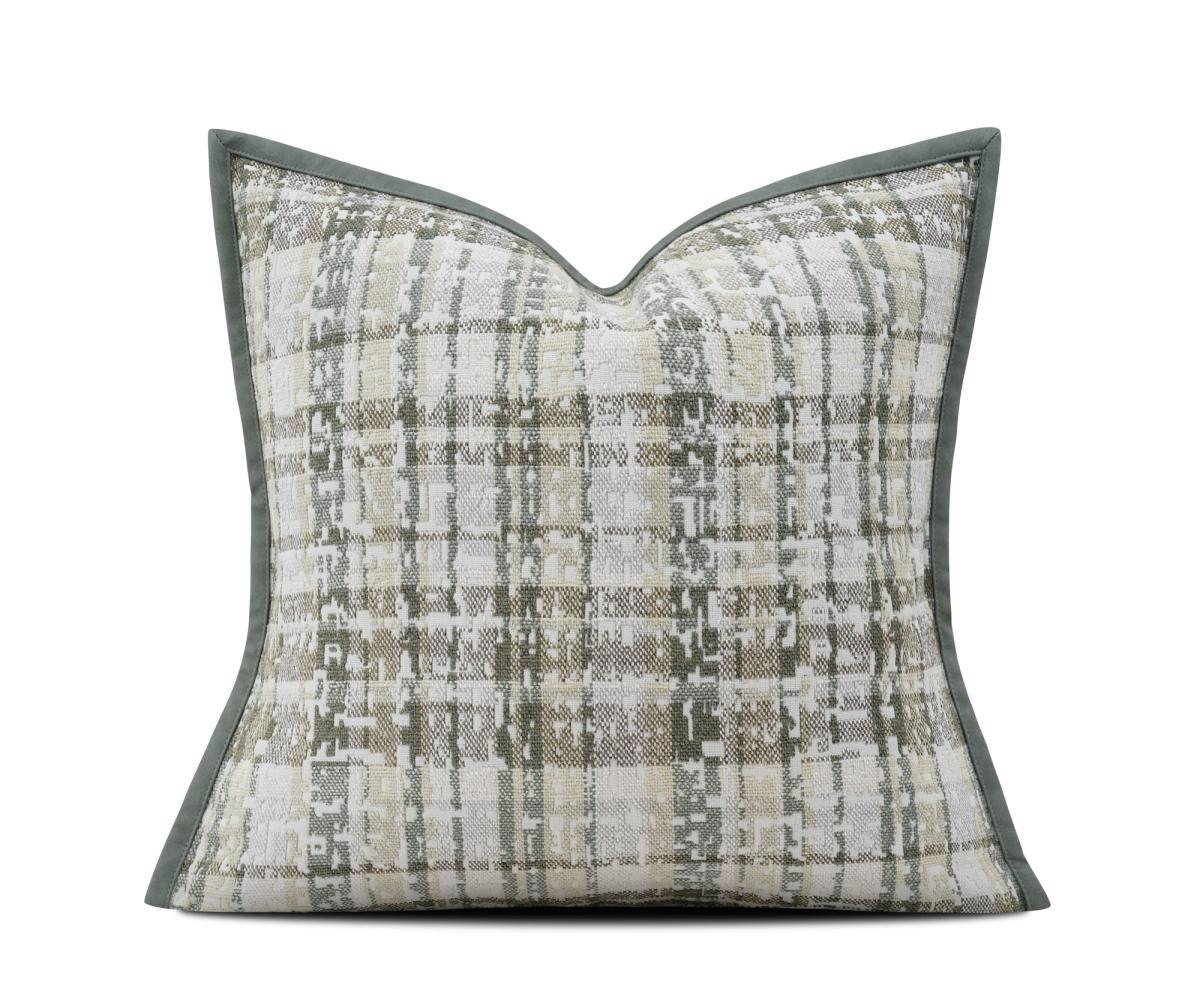 White & Taupe Plaid Check Cushion Cover