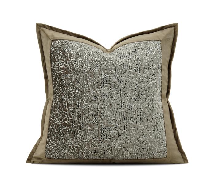 Grey & Ivory Marled Border Cushion Cover
