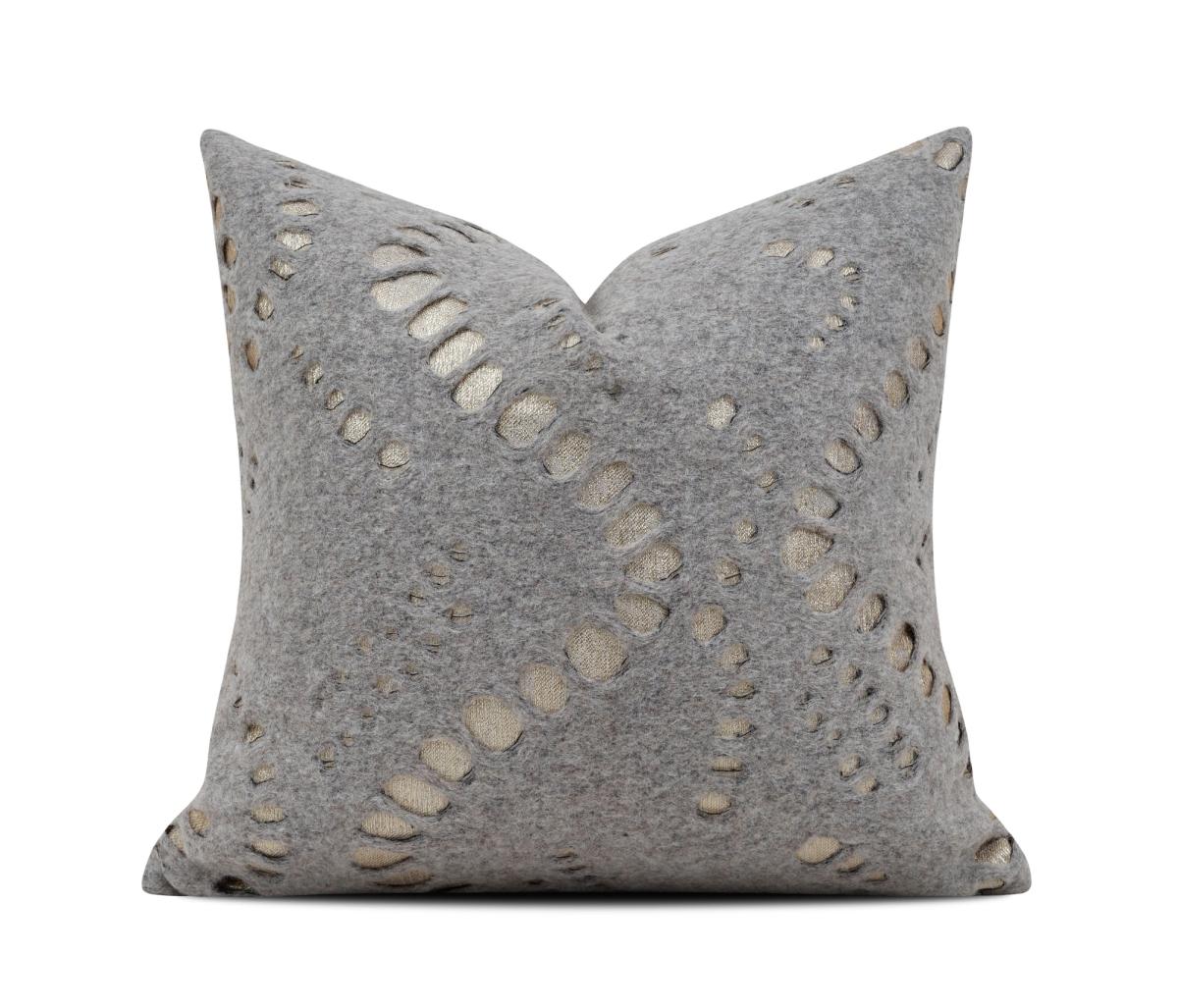 Grey Felt Cutwork Cushion Cover