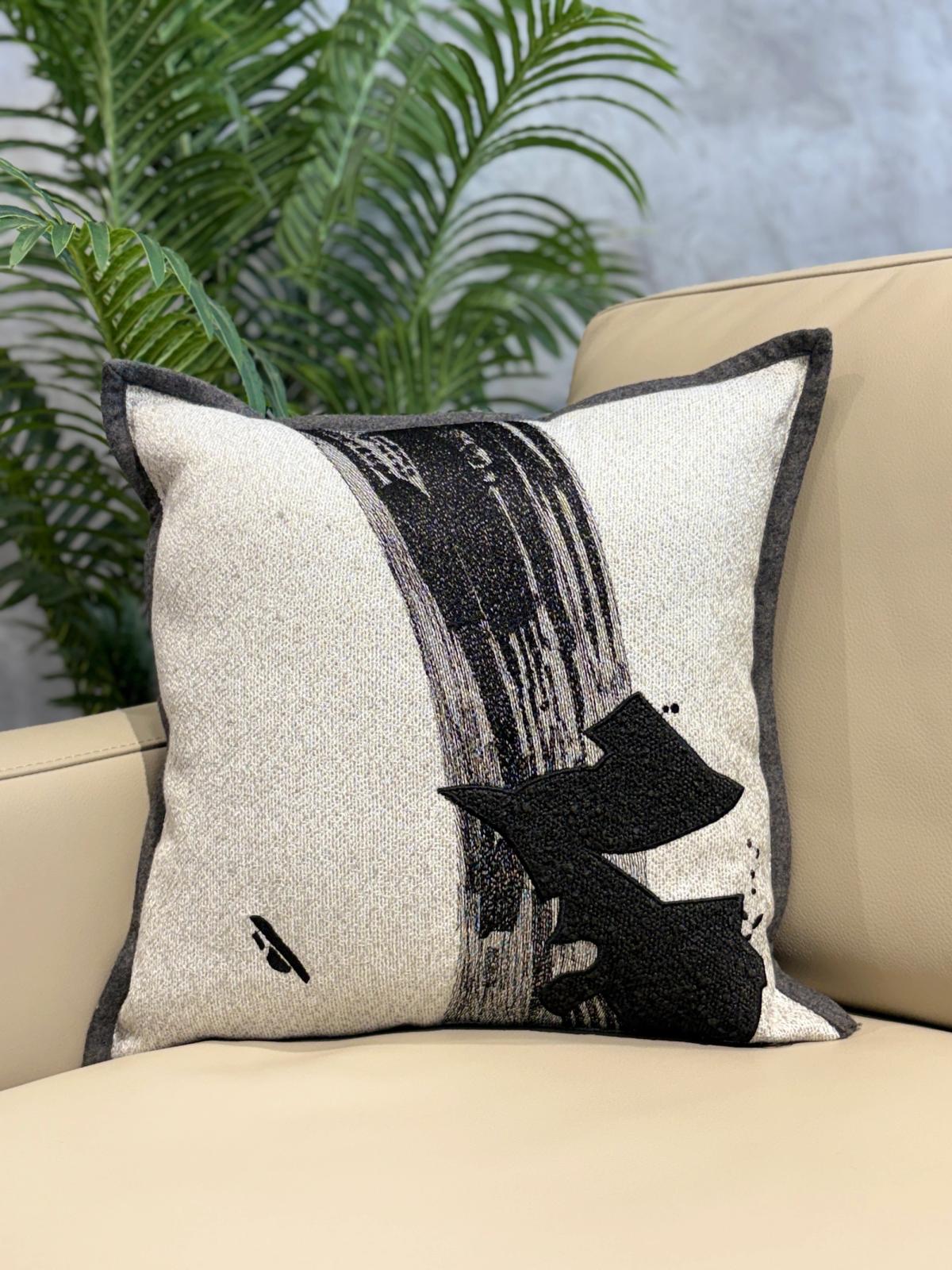 Ink Brush-Stroke Cushion Cover