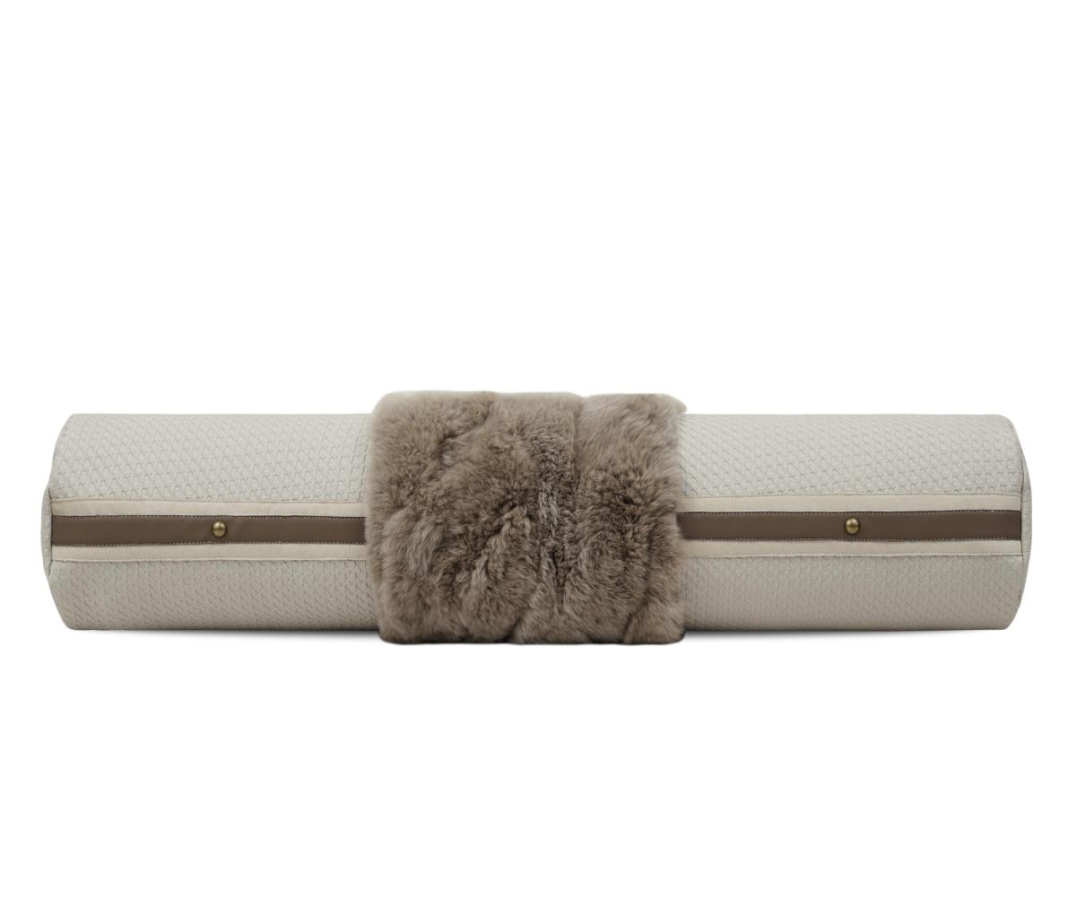 Cream Textured Stripe Bolster Cushion Cover