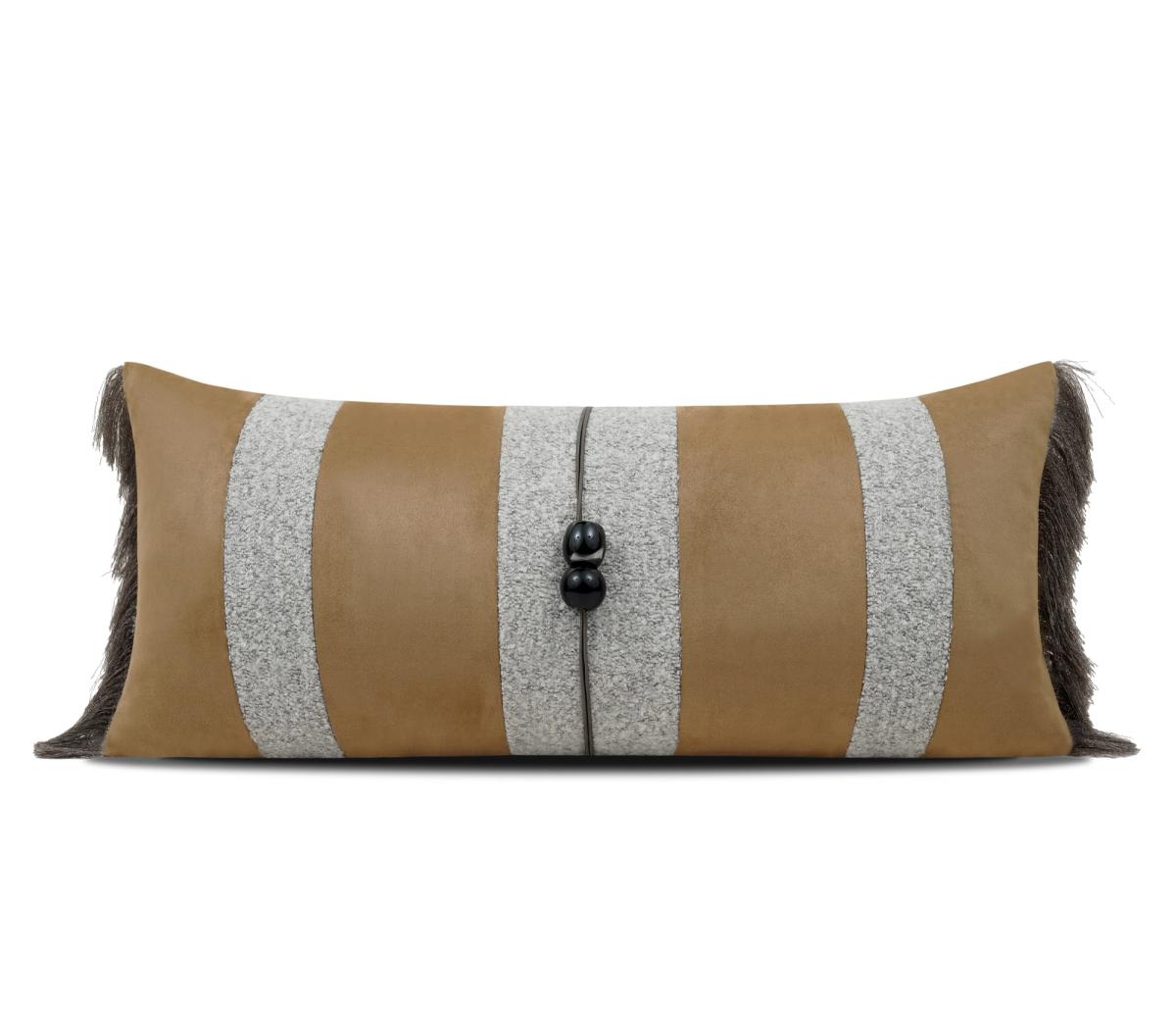 Caramel & Cream Banded Cushion Cover