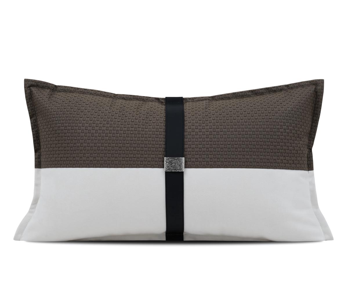 Brown & White Colour-Block Cushion Cover