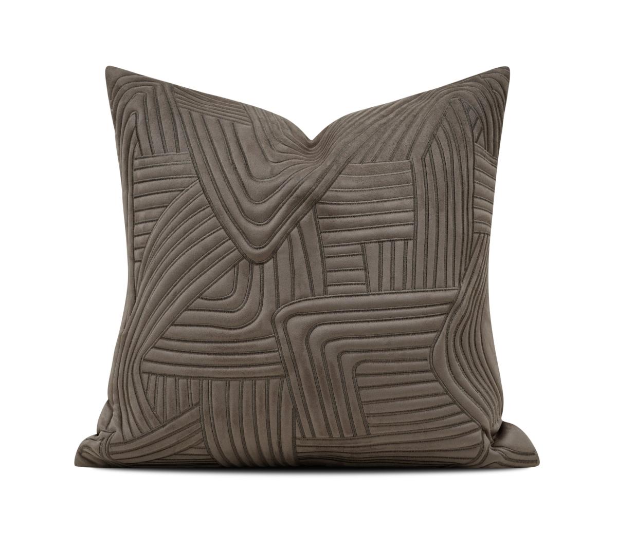 Dark Brown Geometric Quilt Lumbar Cushion Cover