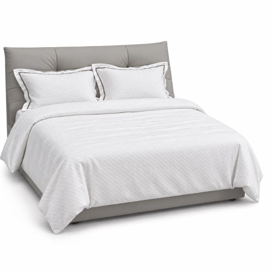 White Diagonal Jacquard Duvet Cover Set with Taupe Flange — King