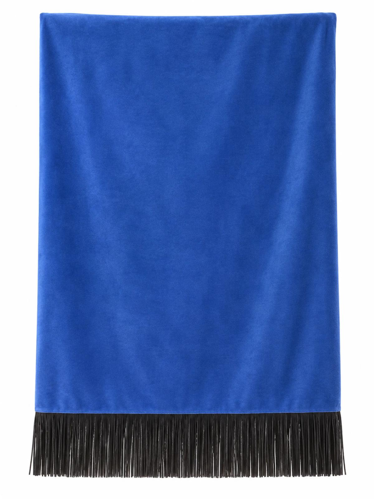 Cobalt Throw with Black Fringe