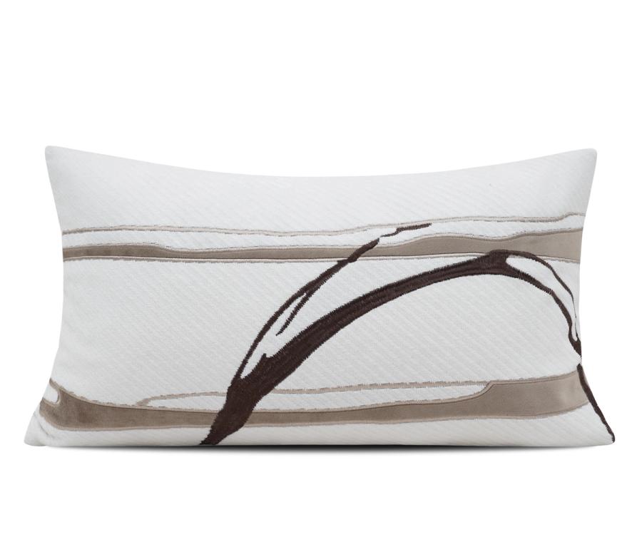 Cream & Caramel Border Lumbar Cushion Cover