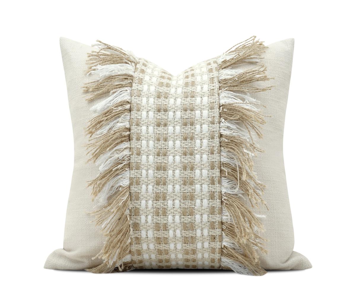 Ivory Vertical Textured-Stripe Cushion Cover