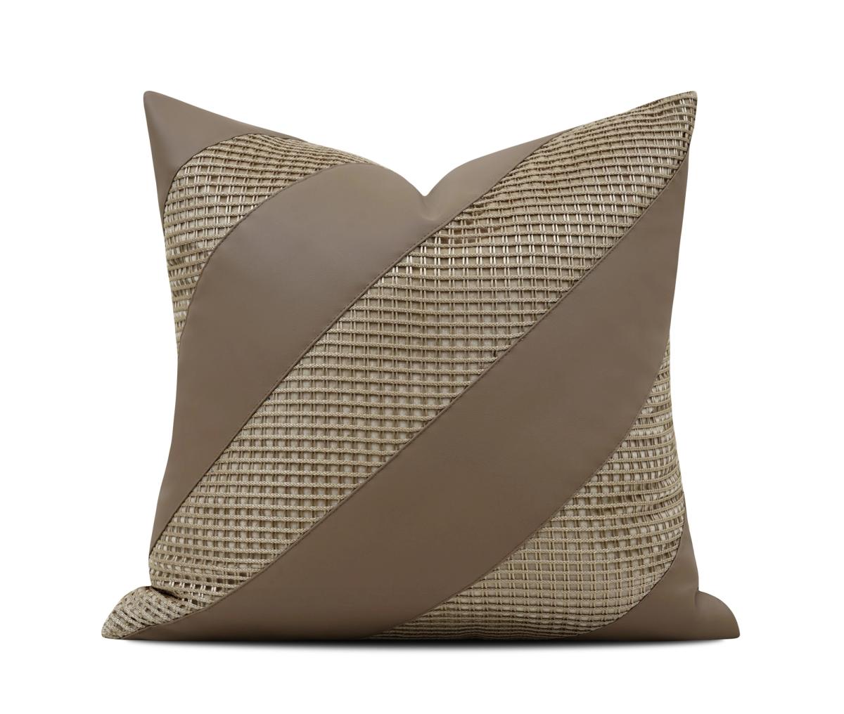 Tan Diagonal Stripe Cushion Cover