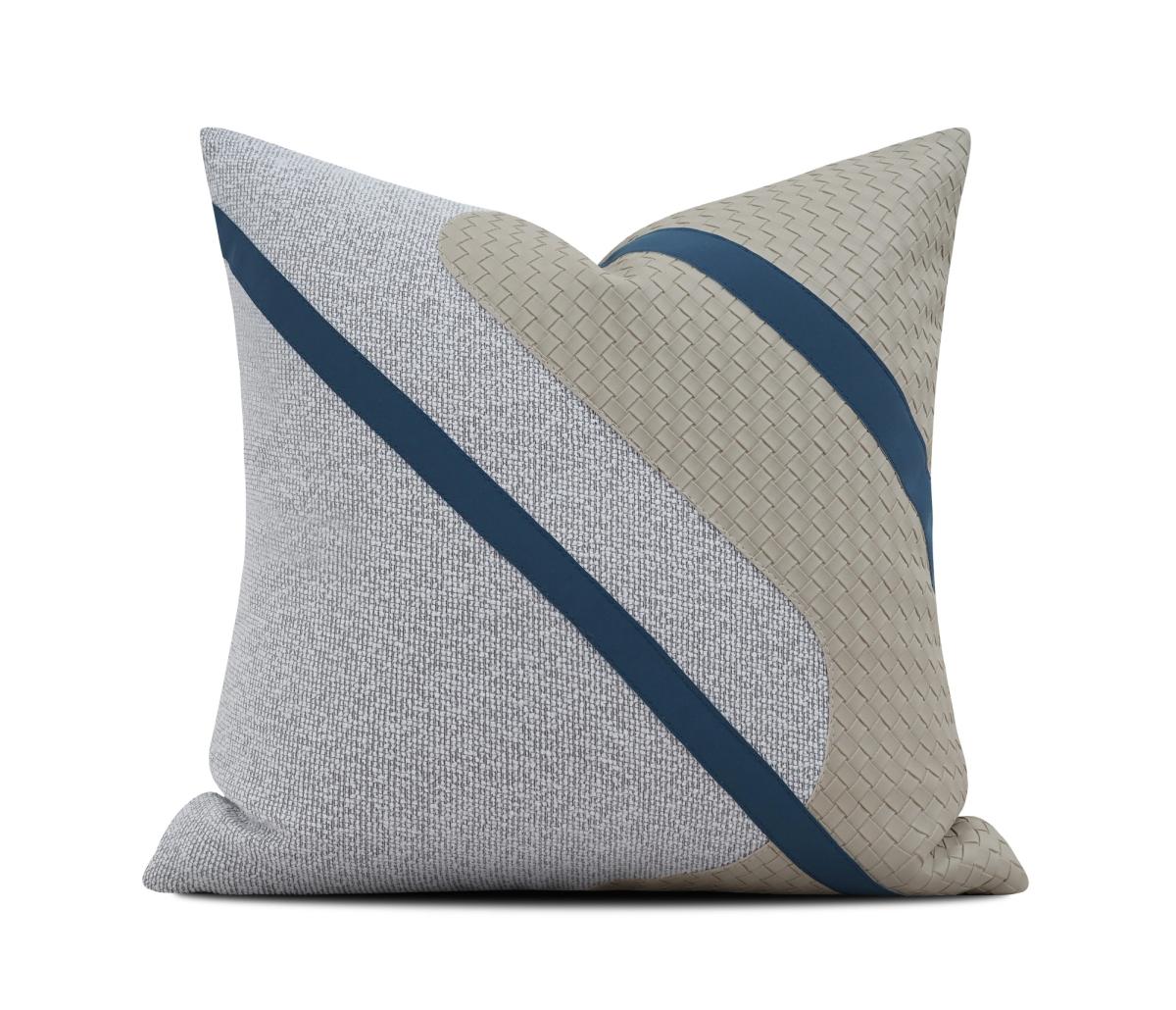 Cream & Navy Diagonal Cushion Cover