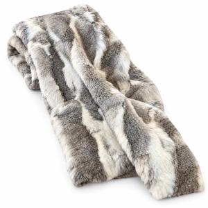 Grey & Cream Patchwork Faux-Fur Throw