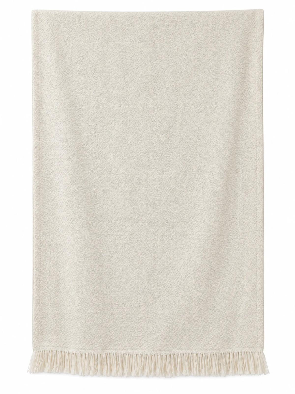 Ivory Textured Weave Throw with Fringe