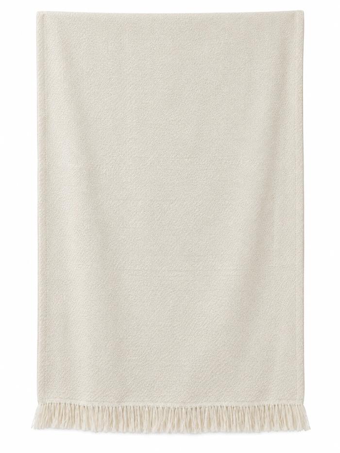 Ivory Textured Weave Throw with Fringe