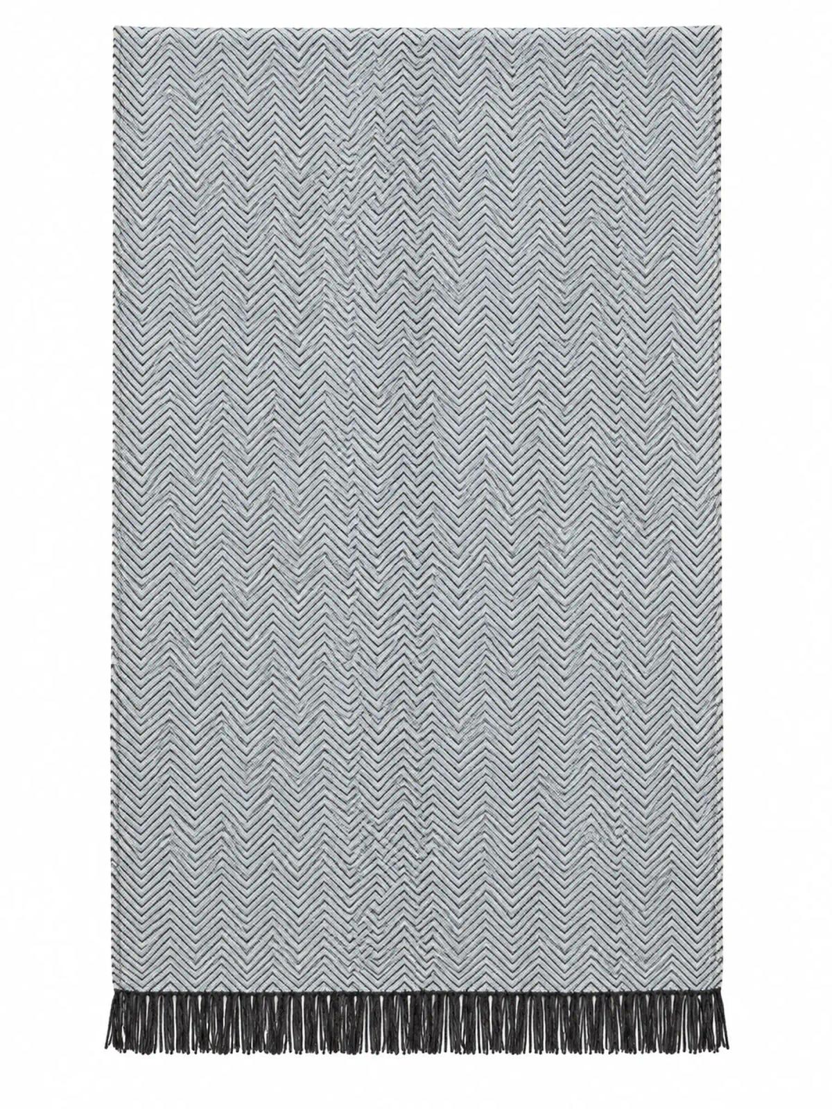 Blue-Grey Chevron Throw with Fringe