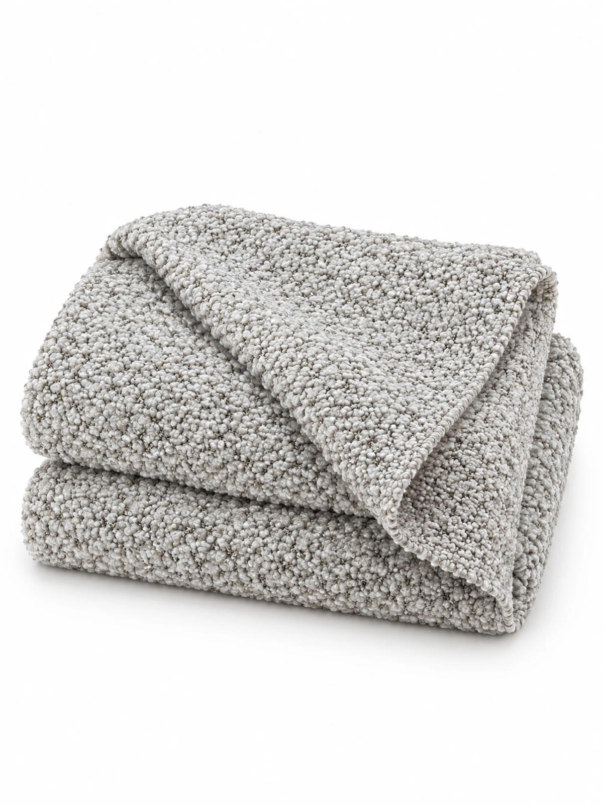 Ivory Speckled Bouclé Throw with Satin Border