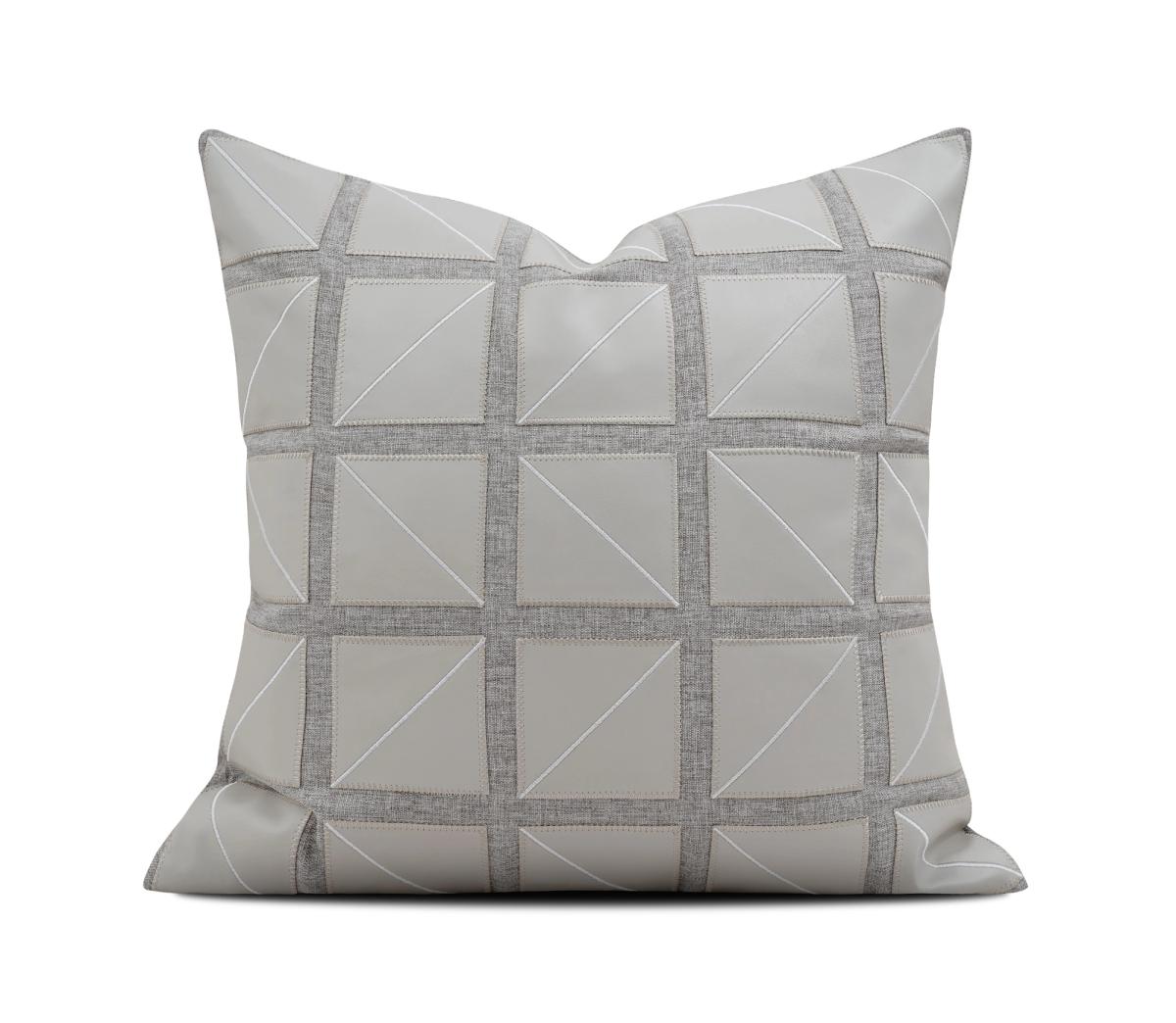 Grey & Cream Check Cushion Cover