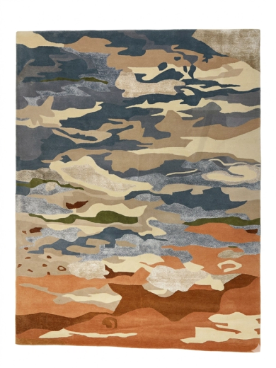 Painterly Camouflage Rug — Earthy Multi-Tone Landscape