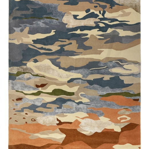 Painterly Camouflage Rug — Earthy Multi-Tone Landscape